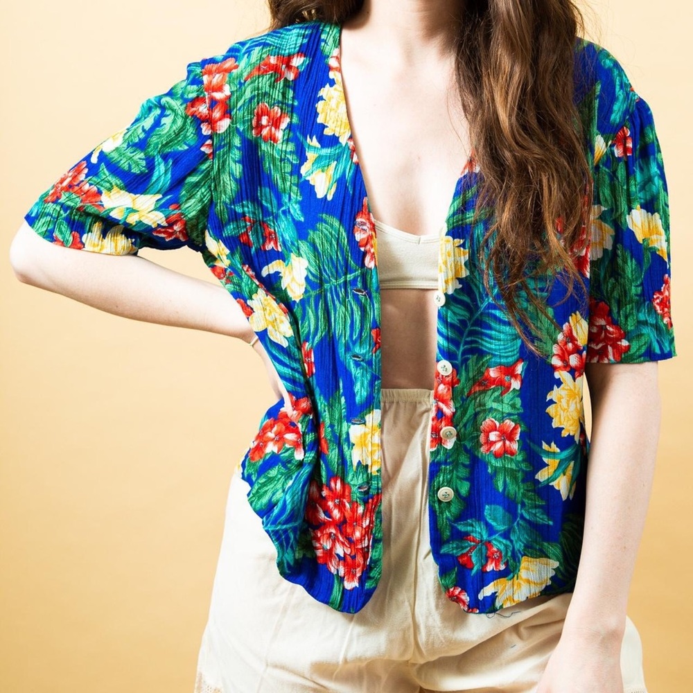 Vintage Hawaiian Print Top - S/M